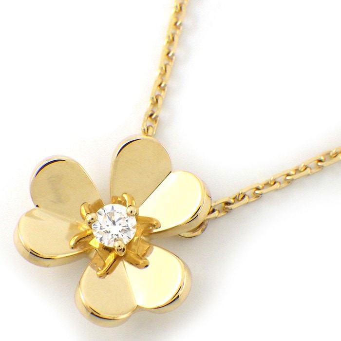 ヴァンクリーフ＆アーペル Van Cleef & Arpels ネックレス フリヴォル ミニ VCARPOJ100 フラワー 1ポイント ダイヤモンド 0.06ct K18YG 【中古】
