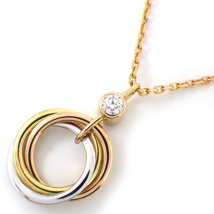 カルティエ Cartier ネックレス トリニティ B7223500 トリプル サークル スリーカラー 1ポイント ダイヤモンド K18PG K18WG K18YG 【箱・保付き】 【中古】