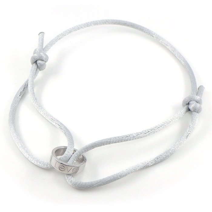 カルティエ Cartier ブレスレット ラブブレス チャリティ K18WG ライトブルーコットンコード 【中古】