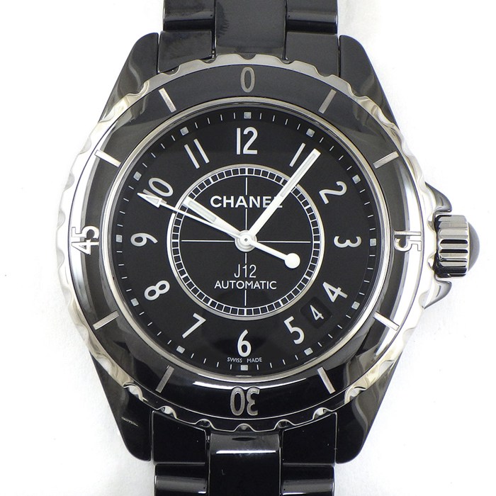 シャネル CHANEL 腕時計 J12 H0685 デイト 回転ベゼル 夜光インデックス 夜光針 ブラック文字盤 SS ブラックセラミック 自動巻き 【中古】