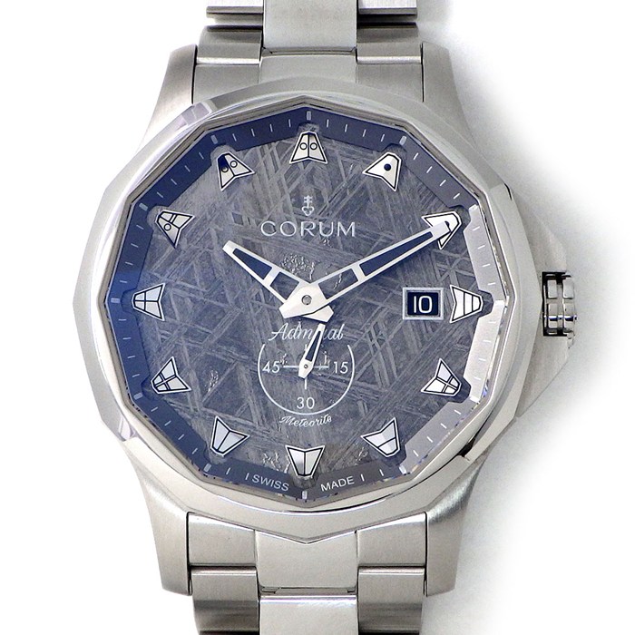 コルム CORUM 腕時計 アドミラル 395.110.20/V720MT10 メテオライト文字盤 デイト 裏スケ SS 自動巻き 【箱・保付き】 【中古】