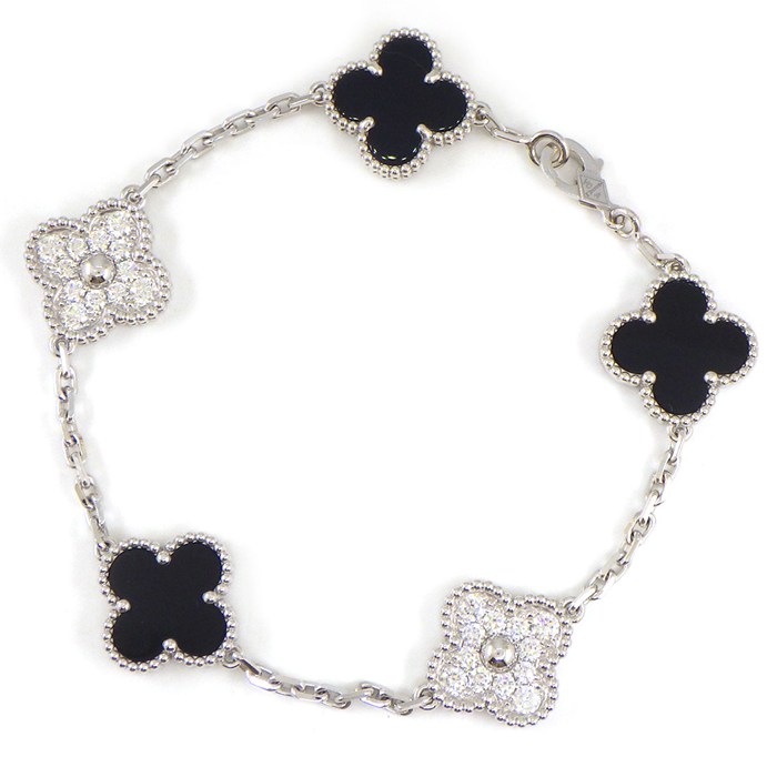 ヴァンクリーフ＆アーペル Van Cleef & Arpels ブレスレット ヴィンテージ アルハンブラ 5モチーフ VCARP2R900 3ポイント オニキス 24ポイント ダイヤモンド 計0.96ct K18WG 【箱・保付き】 【中古】