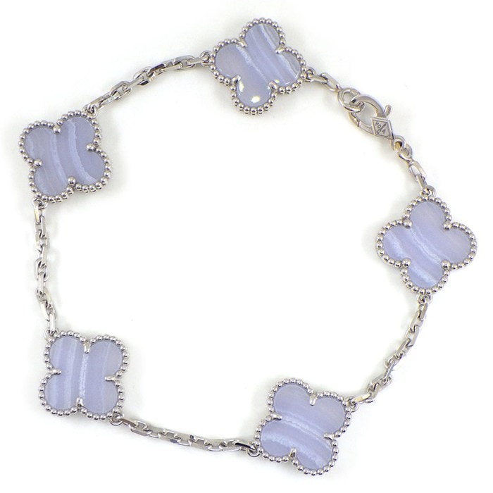 ヴァンクリーフ＆アーペル Van Cleef & Arpels ブレスレット ヴィンテージアルハンブラ 5モチーフ VCARD34700 カルセドニー K18WG 【箱・保付き】 【中古】