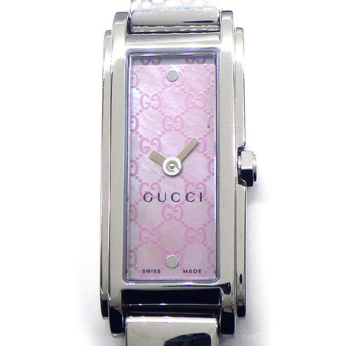 グッチ GUCCI 腕時計 バングルウォッチ Gライン 109 レクタンギュラー ピンクシェル文字盤 SS クオーツアナログ 【中古】