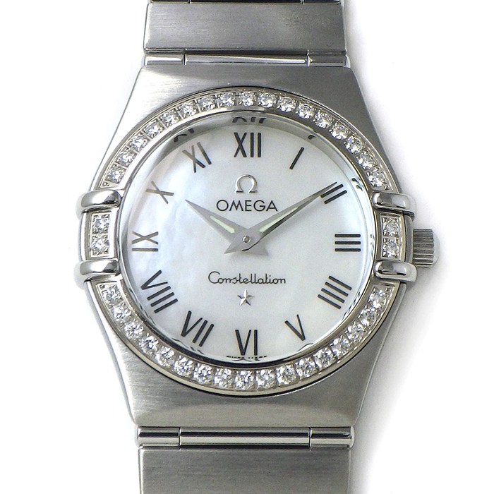 オメガ OMEGA 腕時計 コンステレーション 1476.61.00 夜光針 ダイヤベゼル ホワイトシェル文字盤 SS クオーツアナログ 【中古】