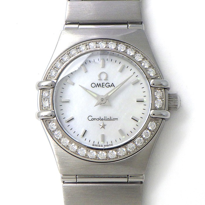 オメガ OMEGA 腕時計 コンステレーション 1466.71.00 夜光インデックス 夜光針 ダイヤベゼル ホワイトシェル文字盤 SS クオーツアナログ 【中古】