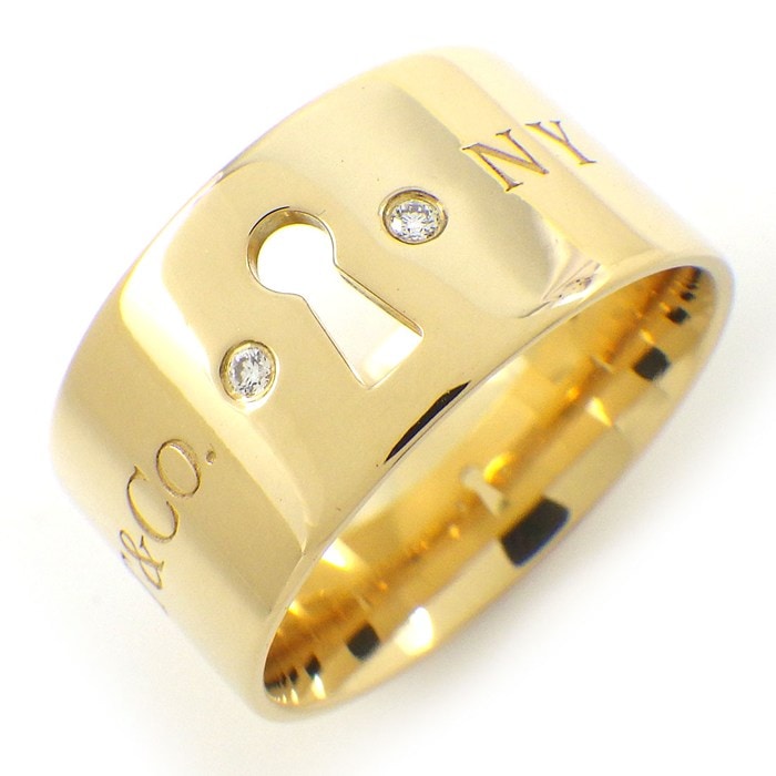 ティファニー Tiffany & Co. リング ロック 2ポイント ダイヤモンド K18YG 11.5号 【中古】