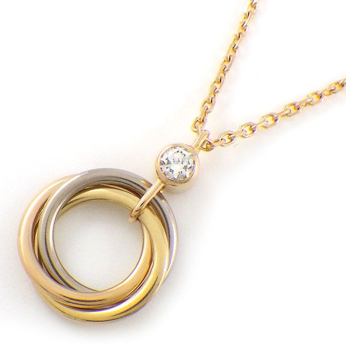 カルティエ Cartier ネックレス トリニティ B7224815 スリーカラー 1ポイント ダイヤモンド 0.05ct K18PG K18WG K18YG 【中古】