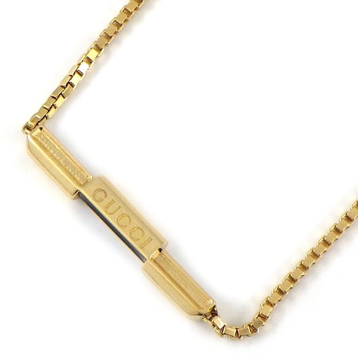 グッチ GUCCI ネックレス リンクトゥラブ バー K18YG ブラック エナメル 【中古】