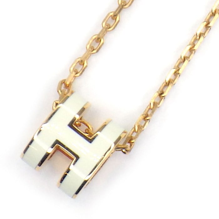 エルメス HERMES ネックレス ポップアッシュ ミニ ホワイト ホワイト ラッカー ピンク GP 【中古】