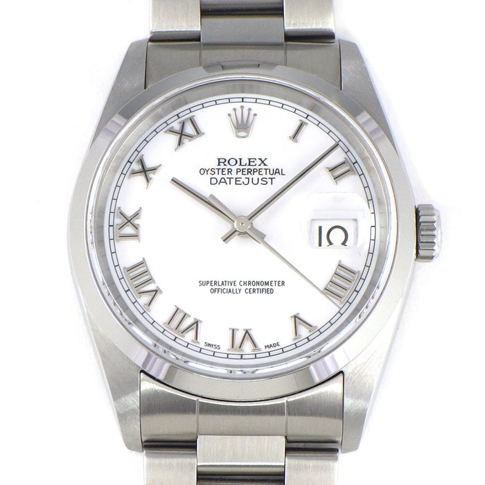 ロレックス Rolex 腕時計 デイトジャスト 16200 Y番 2002年製 ローマンインデックス ホワイト文字盤 SS 自動巻き 【中古】
