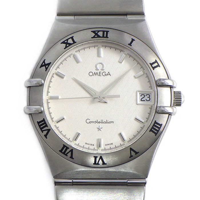 オメガ OMEGA 腕時計 コンステレーション 1512.30.00 デイト 夜光インデックス 夜光針 メッシュ ホワイト文字盤 SS クオーツアナログ 【中古】