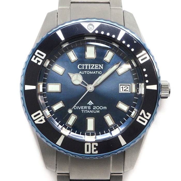 シチズン CITIZEN 腕時計 プロマスター マリーンシリーズ メカニカルダイバー NB6026-56L/9051-A5XNB05 35周年記念限定モデル 世界限定4500本 デイト サンレイ ブルー文字盤 チタン 自動巻き 【箱・保付き】 【中古】