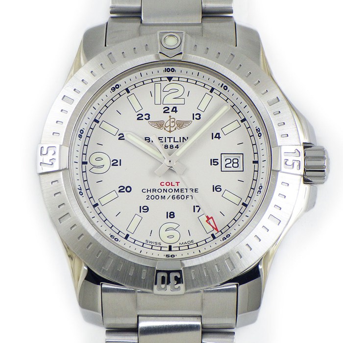 ブライトリング Breitling 腕時計 コルト A74388 シルバー文字盤 デイト 夜光針・インデックス SS クオーツアナログ 【中古】