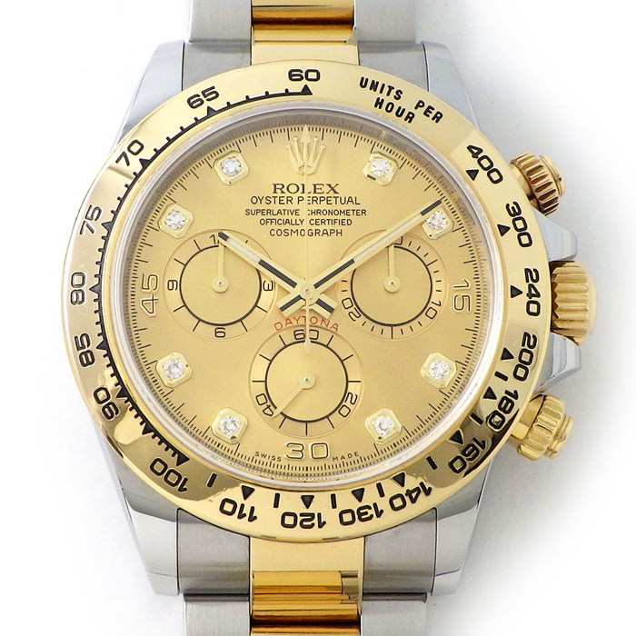 ロレックス Rolex 腕時計 コスモグラフ デイトナ 116503G 8ポイント ダイヤインデックス シャンパンゴールド文字盤 ルーレット刻印 デイト クロノグラフ スモールセコンド K18YG SS 自動巻き 【箱・保付き】 【中古】