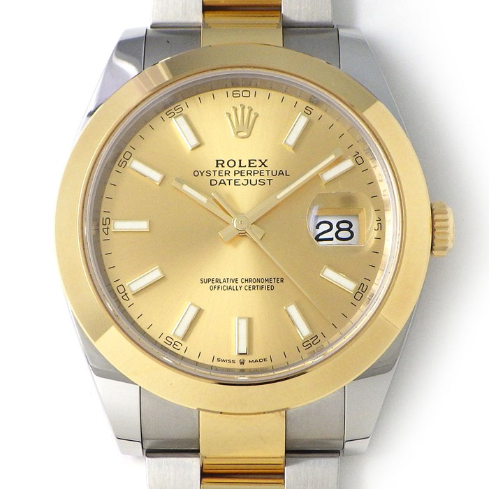 ロレックス Rolex 腕時計 デイトジャスト 126303 サンレイ シャンパンゴールド文字盤 ルーレット刻印 ランダムシリアル デイト 夜光針・インデックス K18YG SS 自動巻き 【箱・保付き】 【中古】