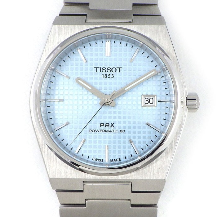 ティソ TISSOT 腕時計 PRX パワーマティック80 T137.407.11.351.00 ブルー文字盤 デイト 裏スケ SS 自動巻き 【箱・保付き】 【中古】