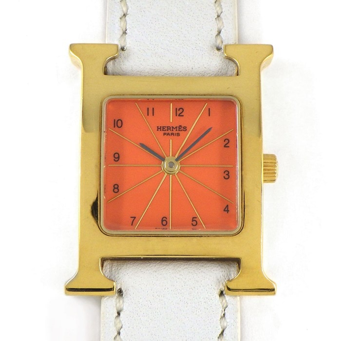 【HERMES】Hウォッチオレンジレザー スクエア時計 楽天市場】【ウォッチ】HERMES エルメス Hウォッチ オレンジ文字