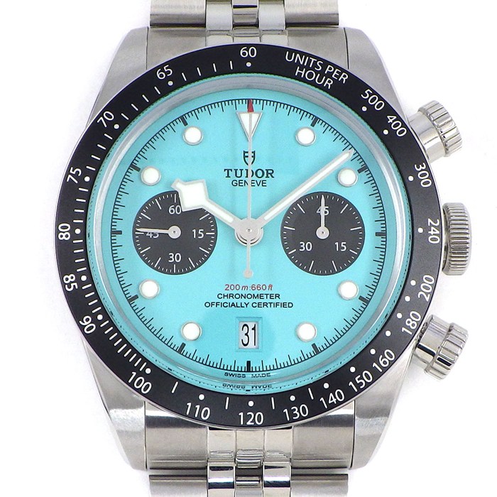 チューダー(チュードル) TUDOR 腕時計 ブラックベイ クロノ 79360N ターコイズ文字盤 デイト クロノグラフ スモールセコンド 夜光針・インデックス SS 自動巻き 【箱・保付き】 