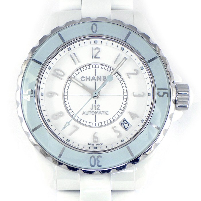 シャネル CHANEL 腕時計 J12 H4341 ホワイト文字盤 世界1200本限定モデル デイト 夜光針 回転ベゼル ホワイト セラミック SS 自動巻き 【中古】