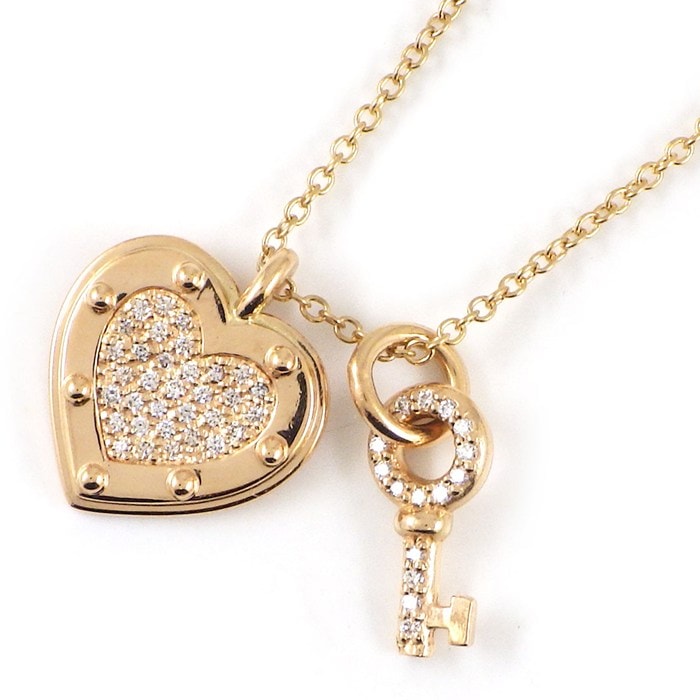 ティファニー Tiffany & Co. ネックレス リターン トゥ ティファニー ハートタグキー パヴェ ダイヤモンド K18PG 【中古】