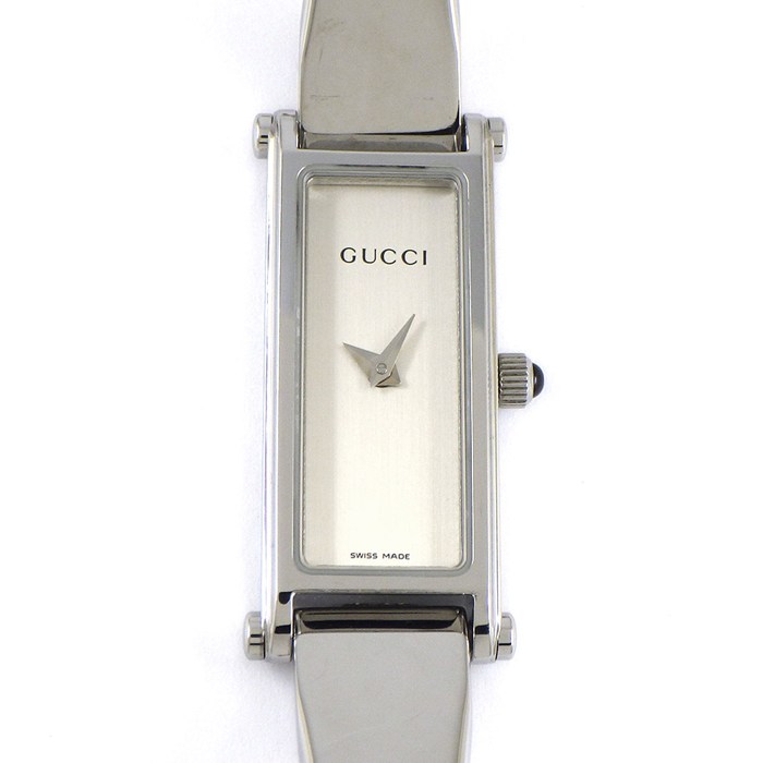 グッチ GUCCI 腕時計 バングルウォッチ 1500L ホースビット レクタンギュラー サテン シルバー文字盤 SS クオーツアナログ 【中古】