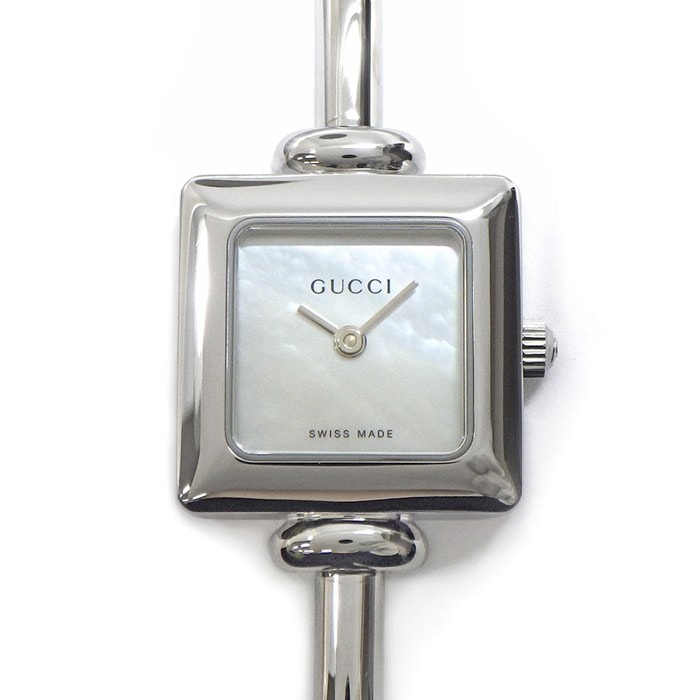 グッチ GUCCI 腕時計 バングルウォッチ 1900L スクエア ホワイトシェル文字盤 SS クオーツアナログ 【中古】