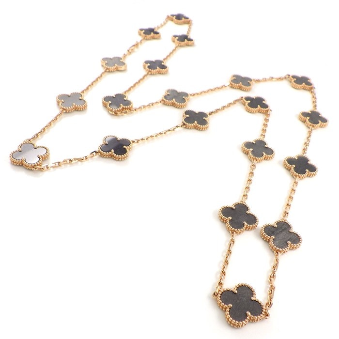ヴァンクリーフ＆アーペル Van Cleef & Arpels ロングネックレス ヴィンテージアルハンブラ 20モチーフ VCARP7S700 激レア コレクションアイテム 限定品 シルバー オブシディアン K18PG 【箱・保付き】 【中古】