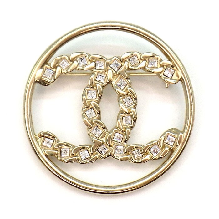 シャネル CHANEL ブローチ ココマーク 2019年 ラウンド サークル ラインストーン GP 【中古】