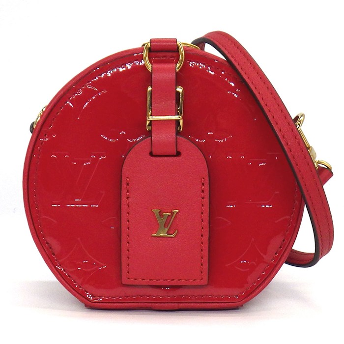 ミニ ボワット シャポー M90498 2019年製 ルージュ モノグラム・ヴェルニ エナメル加工 カーフスキン ゴールド金具 【中古】