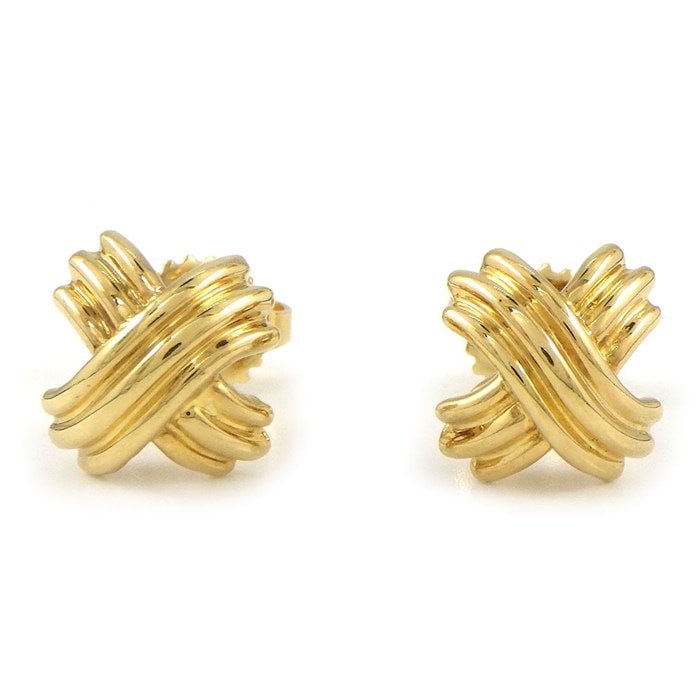 ティファニー Tiffany & Co. ピアス シグネチャー クロス K18YG 【中古】