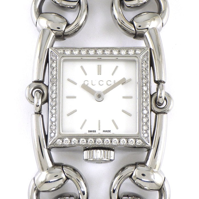 グッチ GUCCI 腕時計 シニョーリア 116.5 ダイヤベゼル スクエア ホワイト文字盤 SS クオーツアナログ 【中古】
