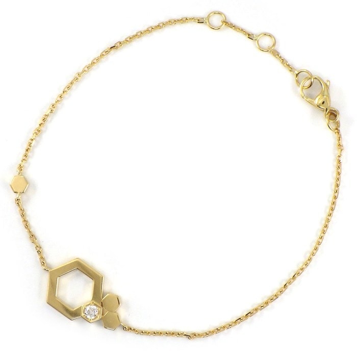 ショーメ Chaumet ブレスレット ビーマイラブ ハニカム 1ポイント ダイヤモンド K18YG 【箱・保付き】 【中古】