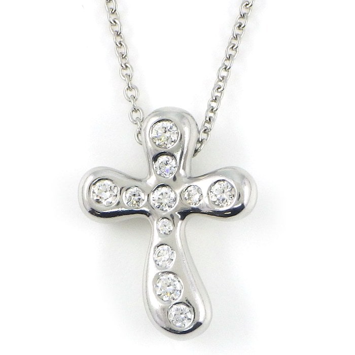 ティファニー Tiffany & Co. ネックレス スモールクロス ダイヤモンド PT950 【中古】