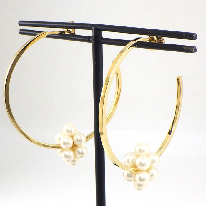 タサキ 田崎真珠 TASAKI ピアス ピラミッド パール EC-3993-18KYG フープ アコヤ真珠 K18YG 【箱・保付き】 【中古】