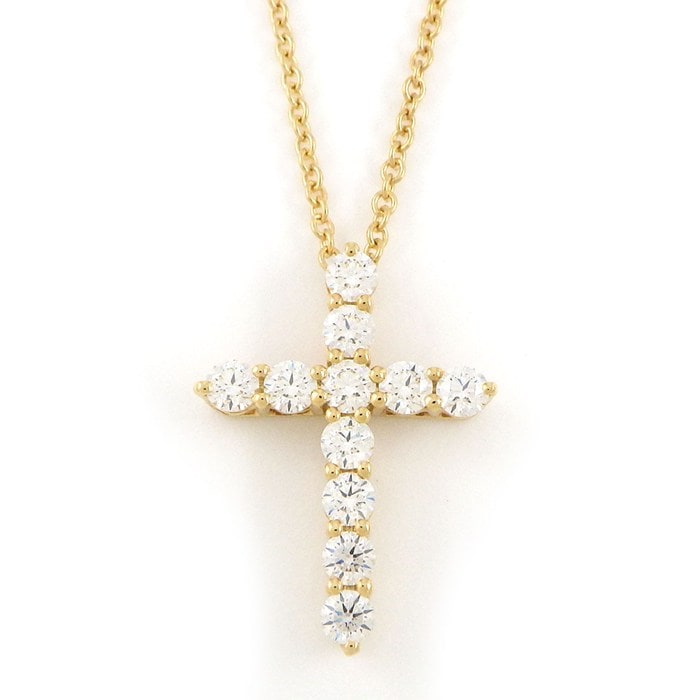 ティファニー Tiffany & Co. ネックレス スモールクロス ダイヤモンド K18YG 【中古】