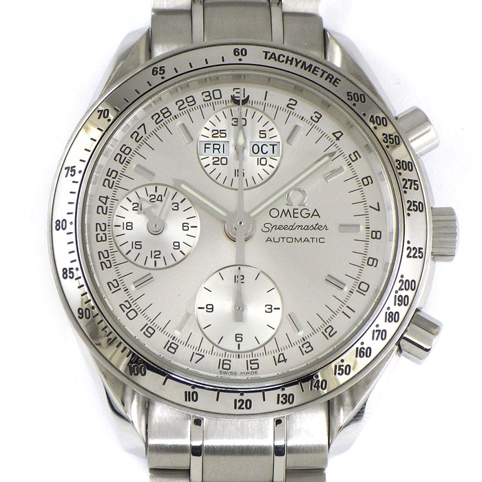 オメガ OMEGA 腕時計 スピードマスター 3523.30.00 トリプルカレンダー デイデイト サンレイ クロノグラフ タキメーター スモールセコンド 夜光インデックス 夜光針 シルバー文字盤 SS 自動巻き 【箱・保付き】 【中古】