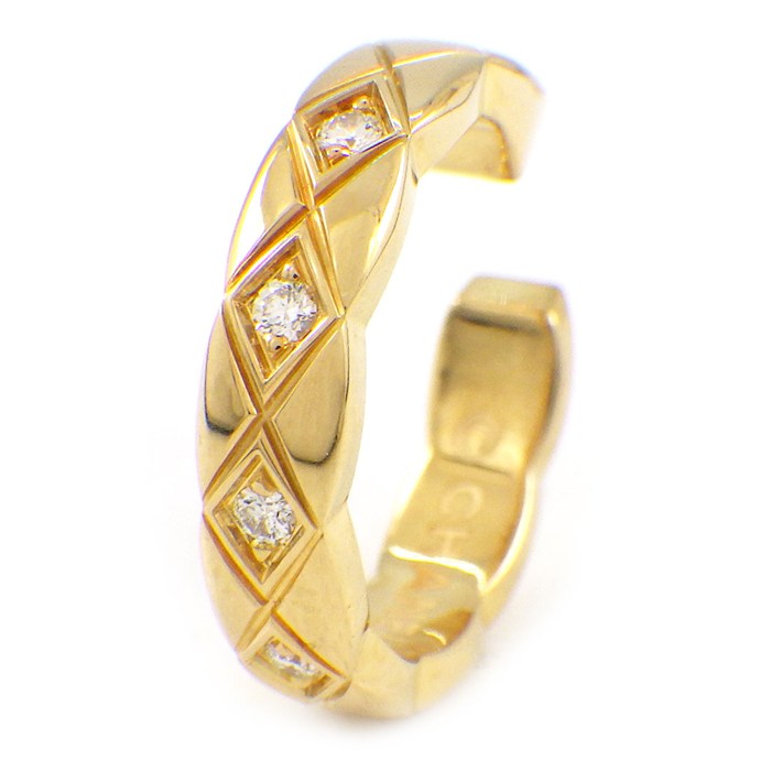 シャネル CHANEL イヤーカフ ココクラッシュ J12156 マトラッセ キルティング 5ポイント ダイヤモンド K18YG ※片方のみ 【中古】