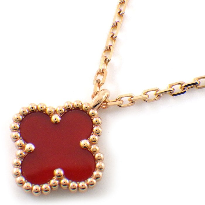 ヴァンクリーフ＆アーペル Van Cleef & Arpels ネックレス スウィートアルハンブラ VCARN59M00 カーネリアン K18PG 【箱・保付き】 【中古】