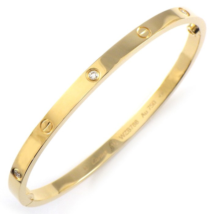 カルティエ Cartier ブレスレット ラブ SM B6079416 ハーフ 6ポイント ダイヤモンド 計0.15ct K18YG / #16 【箱・保付き】 【中古】