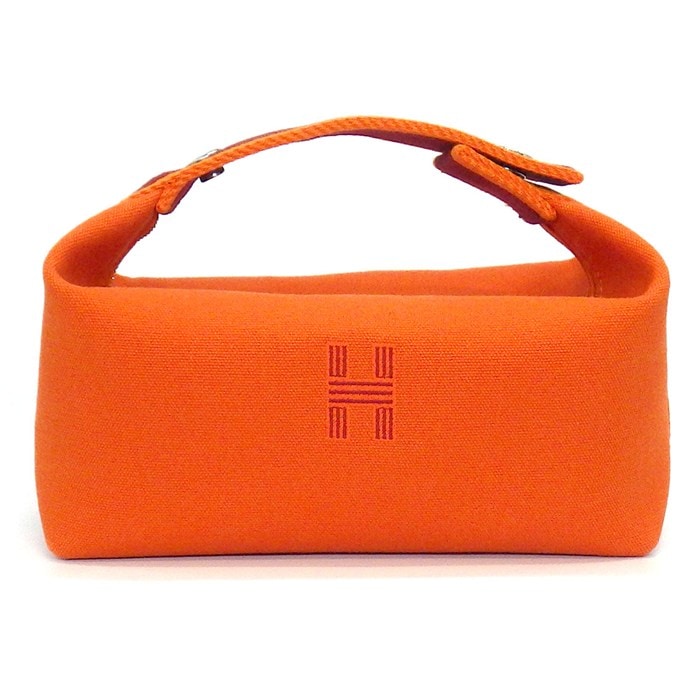 エルメス HERMES バス用ポーチ/ハンドバッグ ブリッドアブラック PM オランジュ・フー コットン シルバー金具 【中古】