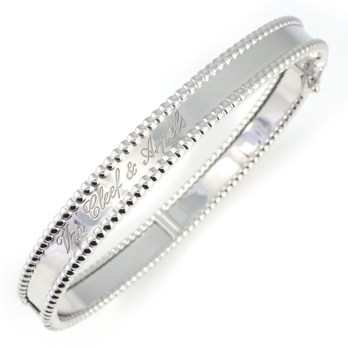 ヴァンクリーフ＆アーペル Van Cleef & Arpels バングル ペルレ シニアチュール ミディアムモデル VCARP3K800 シグネチャー ロゴ K18WG / #L 【中古】
