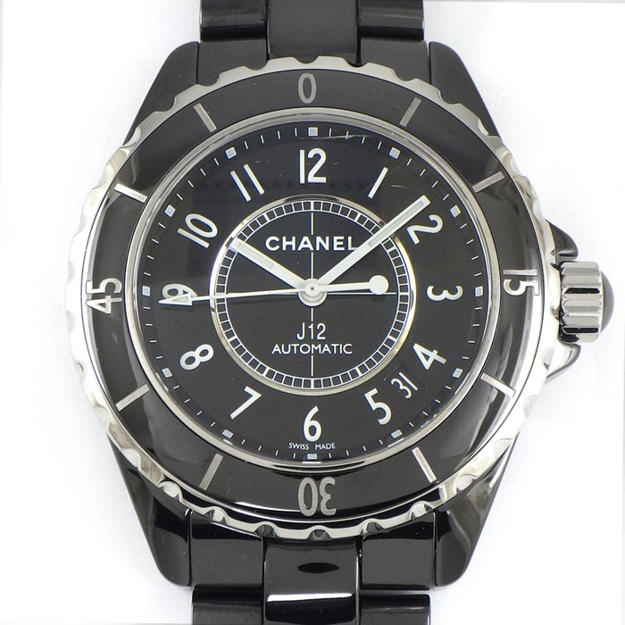 シャネル CHANEL 腕時計 J12 H0685 デイト 回転ベゼル ブラック文字盤 SS ブラック セラミック 自動巻き 【中古】