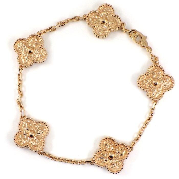 ヴァンクリーフ＆アーペル Van Cleef & Arpels ブレスレット ヴィンテージアルハンブラ 5モチーフ VCARN9T300 K18PG 【箱・保付き】 【中古】