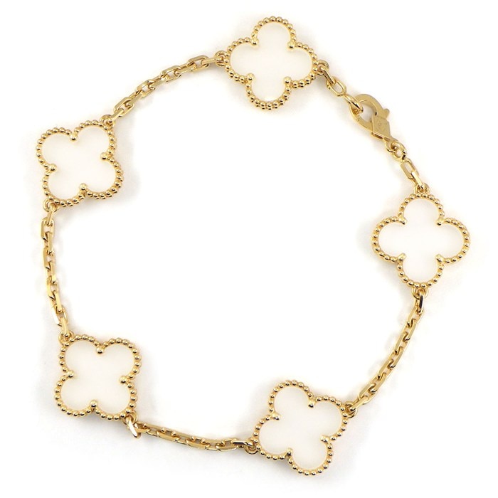 ヴァンクリーフ＆アーペル Van Cleef & Arpels ブレスレット ヴィンテージアルハンブラ 5モチーフ VCARP39D00 クリスタル K18YG 【箱・保付き】 【中古】
