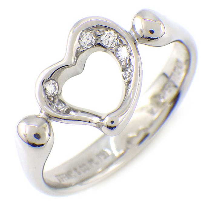 ティファニー Tiffany & Co. リング オープンハート ダイヤモンド PT950 10.5号 【中古】