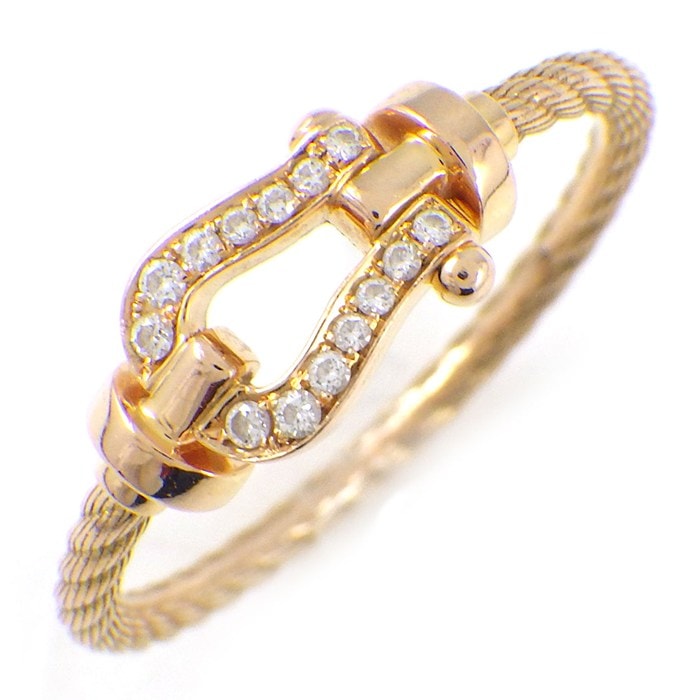 フレッド FRED リング フォース10 スモール 4B0967 ツイスト パヴェ 14ポイント ダイヤモンド 計0.04ct K18PG 11号 / #51 【箱・保付き】 【中古】