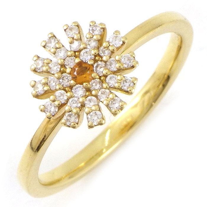 ダミアーニ DAMIANI リング マルゲリータ 20072971_c フラワー シトリン ダイヤモンド K18YG 10.5号 【中古】