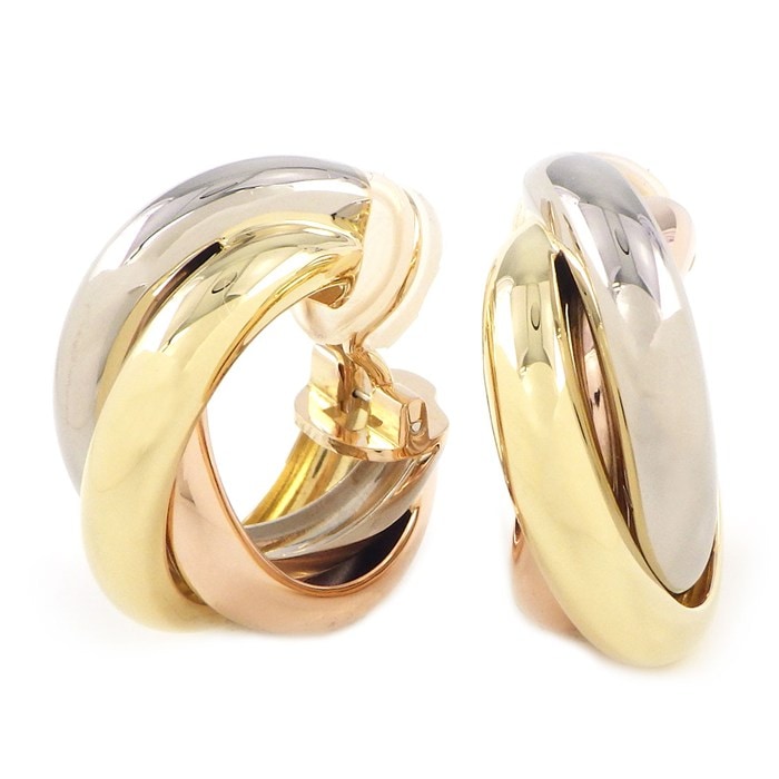 カルティエ Cartier イヤリング トリニティ フープ スリーカラー K18PG K18WG K18YG 【中古】
