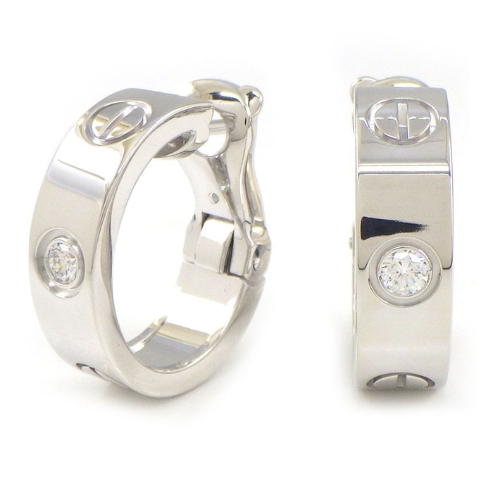 カルティエ Cartier ピアス ラブ フープ クラシック B8022800 ダイヤモンド 0.15ct / 0.15ct K18WG 【中古】